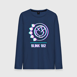 Лонгслив хлопковый мужской Blink 182 glitch rock, цвет: тёмно-синий