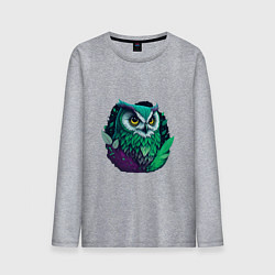 Лонгслив хлопковый мужской Изумрудная сова, цвет: меланж