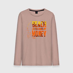 Лонгслив хлопковый мужской Beach money, цвет: пыльно-розовый