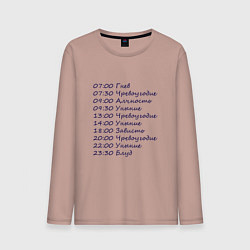 Лонгслив хлопковый мужской Грешное расписание, цвет: пыльно-розовый