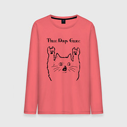 Лонгслив хлопковый мужской Three Days Grace - rock cat, цвет: коралловый