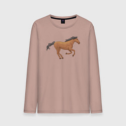 Лонгслив хлопковый мужской Мустанг лошадка, цвет: пыльно-розовый