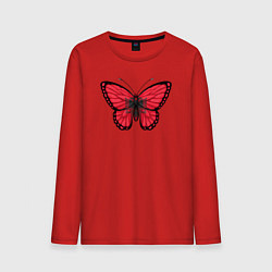 Лонгслив хлопковый мужской Албания бабочка, цвет: красный