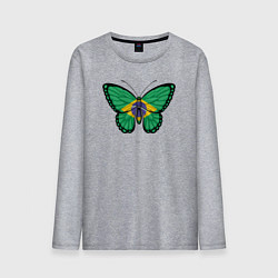 Лонгслив хлопковый мужской Бразилия бабочка, цвет: меланж