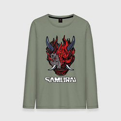 Лонгслив хлопковый мужской Samurai logo, цвет: авокадо