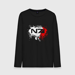 Лонгслив хлопковый мужской Mass Effect N7 - shooter - logo, цвет: черный