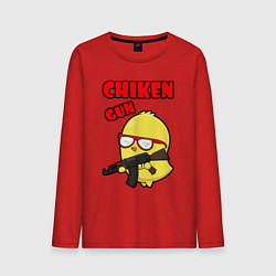 Лонгслив хлопковый мужской Chicken machine gun, цвет: красный