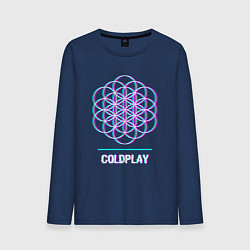 Лонгслив хлопковый мужской Coldplay glitch rock, цвет: тёмно-синий