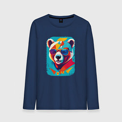 Лонгслив хлопковый мужской Pop-Art Panda, цвет: тёмно-синий