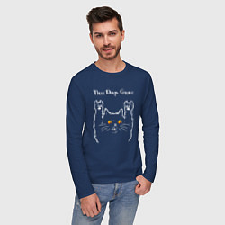 Лонгслив хлопковый мужской Three Days Grace rock cat, цвет: тёмно-синий — фото 2