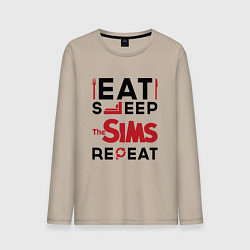 Мужской лонгслив Надпись: eat sleep The Sims repeat