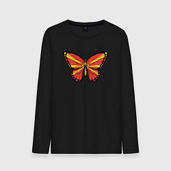 Лонгслив хлопковый мужской Бабочка Северная Македония, цвет: черный