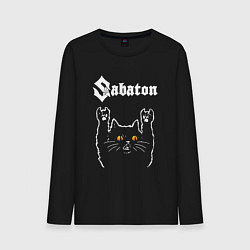 Лонгслив хлопковый мужской Sabaton rock cat, цвет: черный