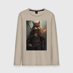Лонгслив хлопковый мужской Лис авантюрист, цвет: миндальный