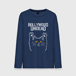 Лонгслив хлопковый мужской Hollywood Undead rock cat, цвет: тёмно-синий