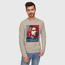 Лонгслив хлопковый мужской Nirvana - Kurt Cobain, цвет: миндальный — фото 2