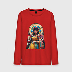 Лонгслив хлопковый мужской Ай хоширо - витраж, цвет: красный