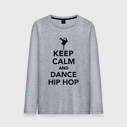 Лонгслив хлопковый мужской Keep calm and dance hip hop, цвет: меланж