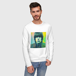Лонгслив хлопковый мужской Brian Jones Pop Glitch Art, цвет: белый — фото 2