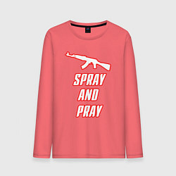 Лонгслив хлопковый мужской Spray and play, цвет: коралловый