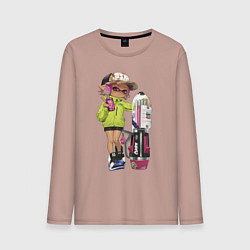 Лонгслив хлопковый мужской Inkling girl, цвет: пыльно-розовый