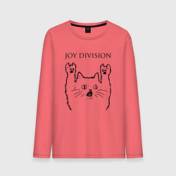 Лонгслив хлопковый мужской Joy Division - rock cat, цвет: коралловый