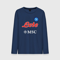 Лонгслив хлопковый мужской Хвича Кварацхелия ФК Наполи форма домашняя, цвет: тёмно-синий