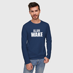 Лонгслив хлопковый мужской Alan Wake logo, цвет: тёмно-синий — фото 2