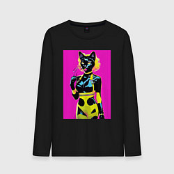 Мужской лонгслив Black cat - fashionista - pop art - neural network