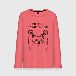 Лонгслив хлопковый мужской Within Temptation - rock cat, цвет: коралловый