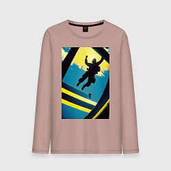 Лонгслив хлопковый мужской Два парашютиста, цвет: пыльно-розовый