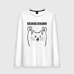 Лонгслив хлопковый мужской Breaking Benjamin - rock cat, цвет: белый