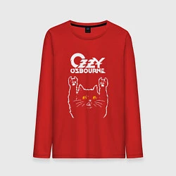 Лонгслив хлопковый мужской Ozzy Osbourne rock cat, цвет: красный