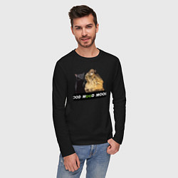 Лонгслив хлопковый мужской Черный и рыжий кот - Mood, цвет: черный — фото 2