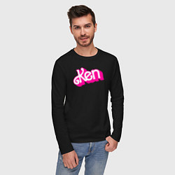 Лонгслив хлопковый мужской Логотип розовый Кен, цвет: черный — фото 2