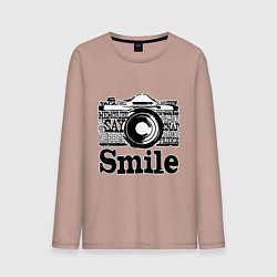 Лонгслив хлопковый мужской Smile camera, цвет: пыльно-розовый