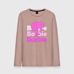 Лонгслив хлопковый мужской Логотип Барби объемный, цвет: пыльно-розовый