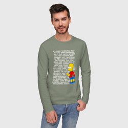 Лонгслив хлопковый мужской Барт идущий к реке, цвет: авокадо — фото 2