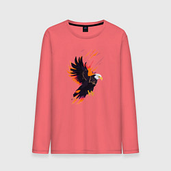Лонгслив хлопковый мужской Орел парящая птица абстракция, цвет: коралловый