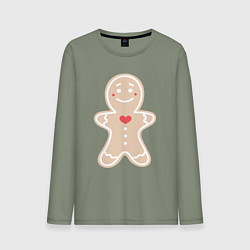 Лонгслив хлопковый мужской Весёлый пряничек, цвет: авокадо