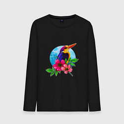 Мужской лонгслив Тропическая птица в цветах
