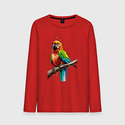 Лонгслив хлопковый мужской Попугай какаду, цвет: красный