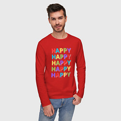 Лонгслив хлопковый мужской Разноцветное счастье, цвет: красный — фото 2