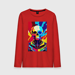 Лонгслив хлопковый мужской Pop art skull, цвет: красный