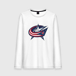 Лонгслив хлопковый мужской Columbus blue jackets - hockey team - emblem, цвет: белый