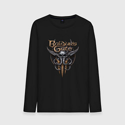Лонгслив хлопковый мужской Baldurs Gate 3 - logotype, цвет: черный
