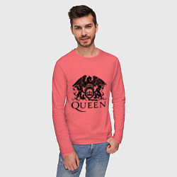 Лонгслив хлопковый мужской Queen - logo, цвет: коралловый — фото 2