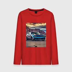 Лонгслив хлопковый мужской Авто Додж Челленджер, цвет: красный