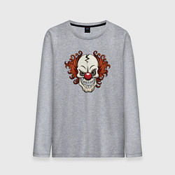 Лонгслив хлопковый мужской Clown skull, цвет: меланж