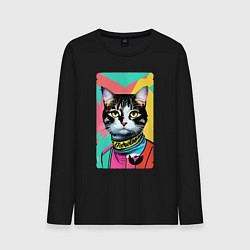 Мужской лонгслив Pop art cat - neural network